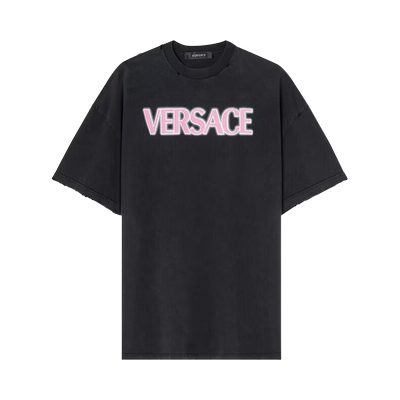 Versace Logo Print T-Shirt 'Black/Fuchsia'