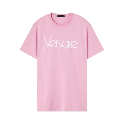 Versace Embroidered 80s Jersey T-Shirt 'Rose/Whithe'