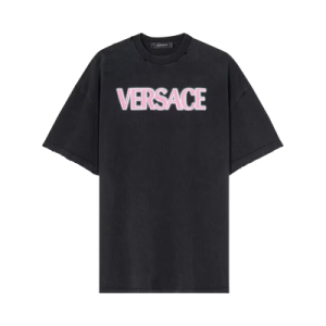 Versace Logo Print T-Shirt 'Black/Fuchsia'