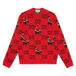 Gucci GG And Skunk Wool Knit Sweater 'Red'