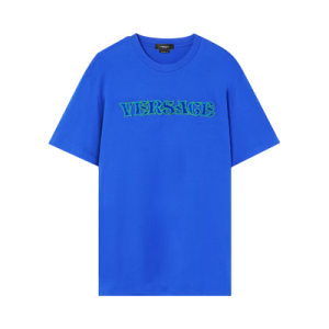 Versace Embroidered Rug Stitch Jersey T-Shirt 'Bright Blue'