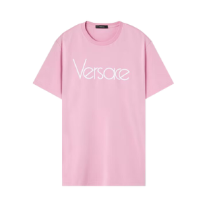 Versace Embroidered 80s Jersey T-Shirt 'Rose/Whithe'